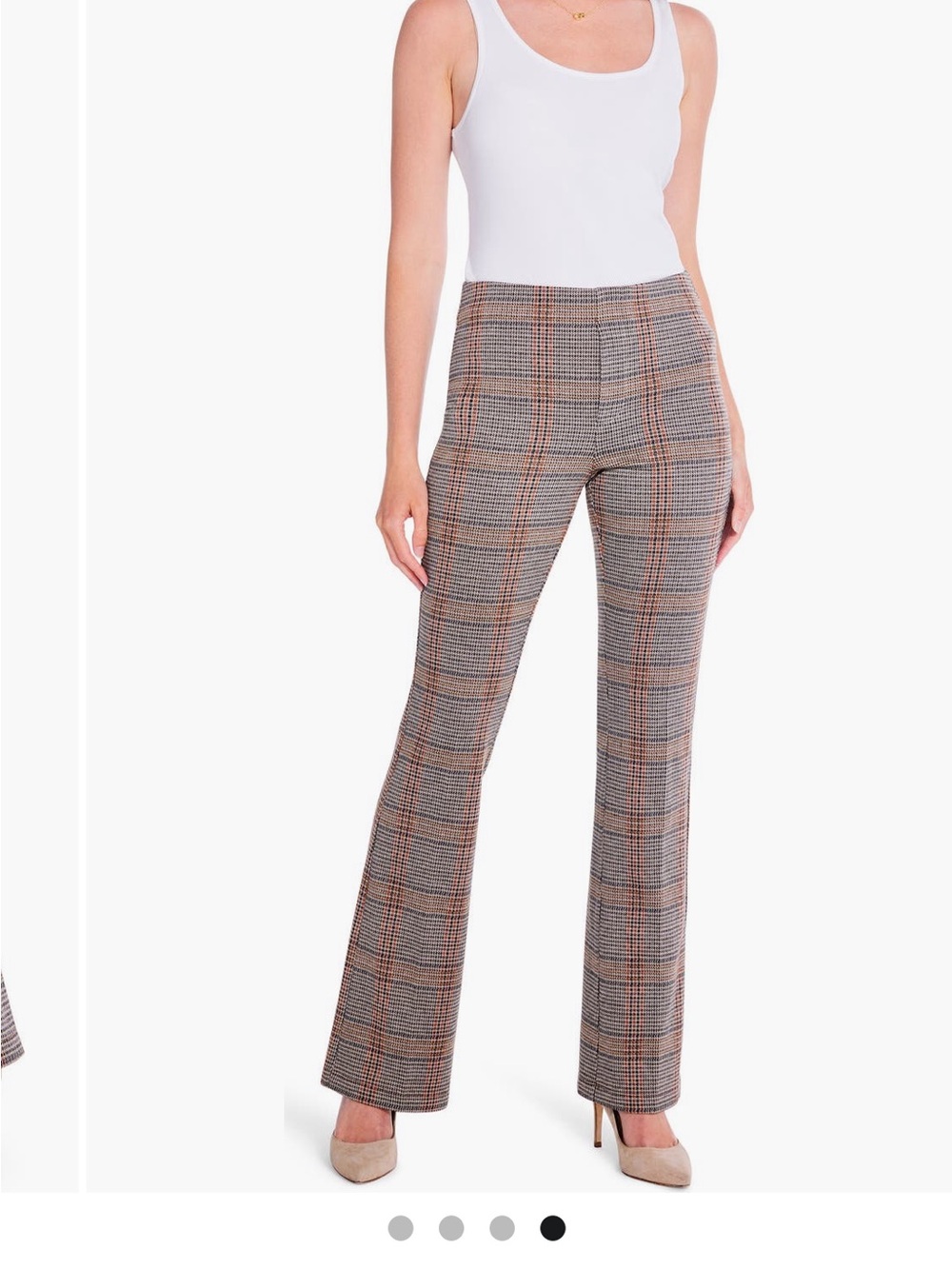 NIC+ZOE Sketched Plaid Bootcut Pants Small Neutral Multi Stretch $148 MSRP